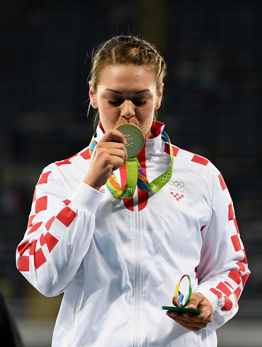 Leichtathletik Sandra PERKOVIC Olympia 1.OS Gold 2016 Foto signiert CRO 
